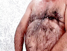 Hairy Daddy Taking An Outdoor Shower