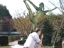 A Living Nude Female Japanese Garden Statue