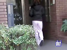 Asian Babe In Loose Fitting Pants Gets Street Sharked.