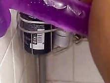 10 Inch Vibrator Anal Play Into The Shower