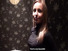 Slender Golden-Haired Shows Striptease In The Lavatory