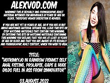 Hotkinkyjo In Rainbow Fishnet Self Anal Fisting,  Prolapse,  Gape & Giant Dildo Full In Butt Sinnovator