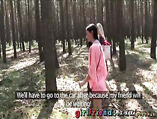 Girlfriends Breathtaking Lesbos Have Hawt Three-Some In Forest