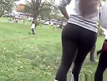 College Teen With Big Ass In Black Leggings
