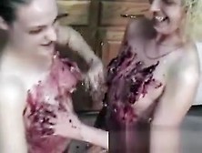 Two Girls Play With Pie Mess