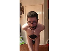4Eyed Drooling Saggy Sissy Bitch In Chastity
