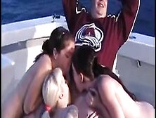 Three Girls Suck A Fat Mans Cock On A Boat