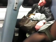 Relaxed Girl Spreads Legs In The Train