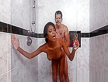 Ebony Teen Bangs Huge Dick In Bathroom