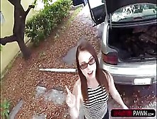 Nerdy Hot Chick Tries To Sell Her Weapons And Ends Up Hammered