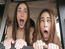 Two Teenie Nymphoes Go Backseat Ahegao In Taxi