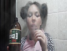 Stepsister In The Toilet Smoking And Pissing