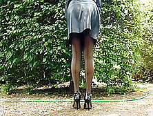 Leather Miniskirt Black Stockings 1