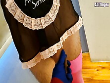 Sissy Maid Kisses Mistress Thighs And Jerk Off With Her Permission