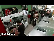 Brunette Ass And Cunt Fucked In A Laundry Shop<->