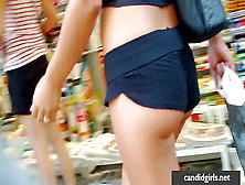 Candid Lovely Backside In Tight Shorts