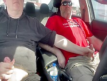 Jerking Off Our Cocks In The Car At A Parking Lot