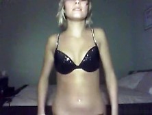 Skinny Blonde Girl Gives Her Bf A Lapdance And Sucks His Cock