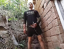 Nasa Scientist Pissing On Outside Of British Old House