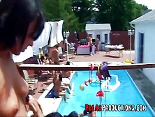 Sweet Outdoor Pool Party Orgy
