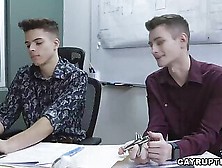 Office Threeway Gay Anal Fucking With Co-Workers