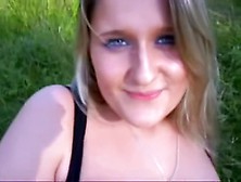 Chubby German Chick Playing Outdoors