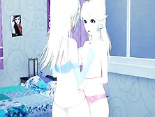 Peach Finger Fucked Rosalina Until She Orgasms.  3D Lesbo Animated.