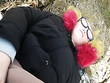 Rough Anal Sex On The Street With A Adorable Green-Haired Women Inside A Jacket With Glasses Cum On Her Face