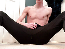 Twink Wears Tights And Rides Dildo