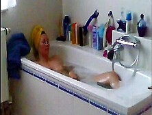 Spied Shaving Her Pussy In Bath