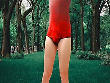 Hot Red Dressed Beautiful Outtors Video Of Me In The Park Alone But Exciting From Getting Caught By People
