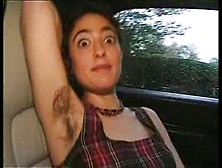 She Shows Her Hairy Body In The Car