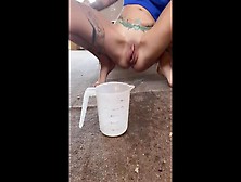 Thin Blonde Pees In Cup