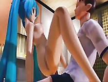 Semi-Transparent Blue Haired 3D Girl Gets On A Cock And Rides