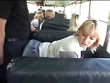 Blonde School Girl And Asian Guy In The Bus