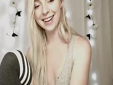 Giggling Blonde Lillexie Teases With Her Cleavage
