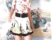 Crazy Hot Bushy Lana B Inside Flowery Outfit Doing Streptease