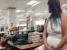 Blue Hair Mom Into White Mastrubates Inside Busy Store