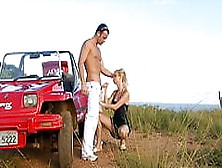 Hero Stud Fixes Blonde's Jeep And Gapes Her Ass