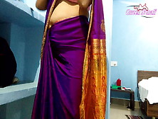First Time Queen Sonali Has Painful Sex In Blue Saree,  Cum On Boobs