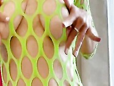 Hot Mom Into A Green Fishnet