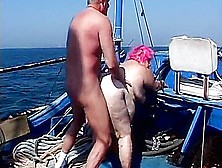 Redhead Bbw Gets Drilled Doggy Style On A Boat