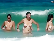 Topless Girls Running In The Water