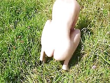 Busty Hot Girl Poops In The Grass