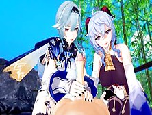 Genshin Impact: Threesome With Eula And Ganyu (3D Hentai)
