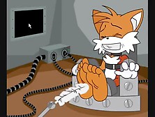 Tails The Fox Gets His Lovely Feet Tickled By A Machine