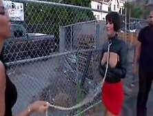 Bare Boobs Red Skirt And Public Disgrace