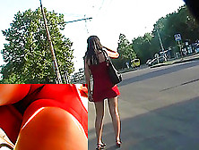 Red Costume And Taut Butt