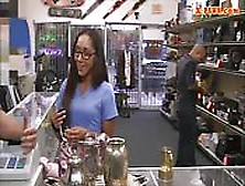 Girl With Glasses Nailed At The Pawnshop