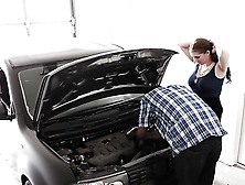 Busty Milf Shows Her Gratitude For Car Repairman